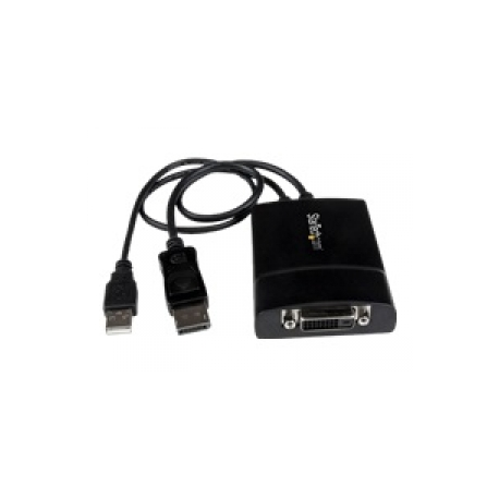 StarTech.com DisplayPort to DVI Adapter - Dual-Link - Active DVI-D Adapter for Your Monitor  /  Display - USB Powered - 2560x1600 (DP2DVID2) - DisplayPort  /  DVI adapter - USB (power only), DisplayPort (M) to DVI-D (F) latched - USB 2.0  /  DisplayPort 1.2 - 37 cm - USB power, active, 2560 x 1600 (WQXGA) support - black - 0