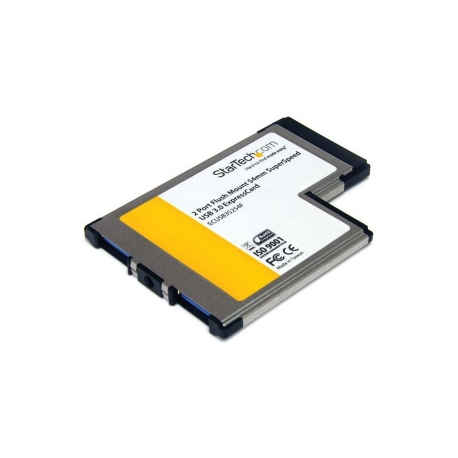StarTech.com 2 Port Flush Mount ExpressCard 54mm SuperSpeed USB 3.0 Card Adapter with UASP - Dual Port Laptop ExpressCard USB 3 Controller (ECUSB3S254F) - USB adapter - ExpressCard - USB 3.0 x 2 - for P / N: S2510BU33PW, S251BMU3FP, S251BU31315, S3540BU33E, SM2NGFFMBU33, UNI251BMU33 - 3