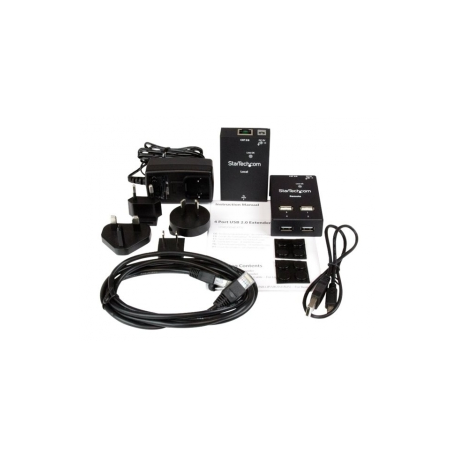 StarTech.com 4-Port USB 2.0 Extender - 165ft (50m) USB Over Cat5 / Cat6 Extender - Compact USB 2.0 Over Ethernet Extender (USB2004EXTV) - USB extender - USB 2.0 - over CAT 5 / 6 - 4 ports - up to 50 m - for P / N: SVA5N3NEUA - 3