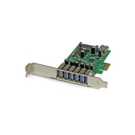 StarTech.com 7 Port PCI Express USB 3.0 Card - Standard & Low-Profile - SATA Power - UASP Support - 1 Internal & 6 External USB 3.0 Ports (PEXUSB3S7) - USB adapter - PCIe 2.0 - USB, USB 2.0, USB 3.0 - for P / N: ST1030USBM, ST7300USBME - 7