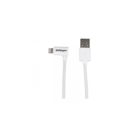 StarTech.com Angled Lightning to USB Cable - 2m (6ft) - White - Apple MFi Certified (USBLT2MWR) - Lightning cable - Lightning male to USB male - 2 m - double shielded - white - angled connector - for P / N: USB2PCARBK, USB2PCARBKS, USBLT2PCARW, USBUB2PCARB - 0