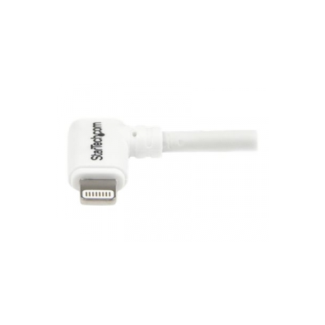 StarTech.com Angled Lightning to USB Cable - 2m (6ft) - White - Apple MFi Certified (USBLT2MWR) - Lightning cable - Lightning male to USB male - 2 m - double shielded - white - angled connector - for P / N: USB2PCARBK, USB2PCARBKS, USBLT2PCARW, USBUB2PCARB - 4