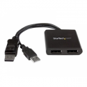 StarTech.com 2-Port Multi Monitor Adapter, DisplayPort 1.2 MST Hub, Dual 4K 30Hz or 1080p, USB Bus Powered, Video Splitter for Extended Desktop Mode on Windows Only, DP to 2x DP MST Hub - Multi Stream Transport (MSTDP122DP) - Video splitter - 2 x DisplayPort - desktop - for P / N: SV231DPU34K
