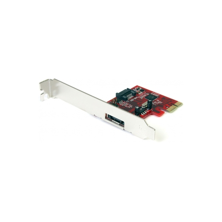 StarTech.com 1x eSATA + 1x SATA 6Gbps PCI Express SATA Controller Card - Storage controller (RAID) - SATA 6Gb / s  /  eSATA 6Gb / s - low profile - RAID 0, 1, JBOD - PCIe 2.0 x1 - red - for P / N: S251SMU33EP, S3520BU33ER, S355BU33ERM, ST521PMINT - 5