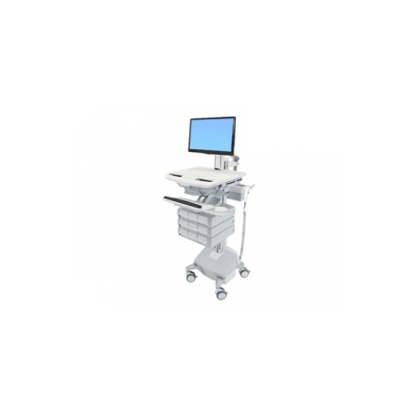 Ergotron StyleView - Cart - for LCD display / PC equipment (open architecture) - medical - plastic, aluminium, zinc-plated steel - grey, white, polished aluminium - screen size: up to 24" - output: AC 230 V - 40 Ah - lithium - TAA Compliant - 0