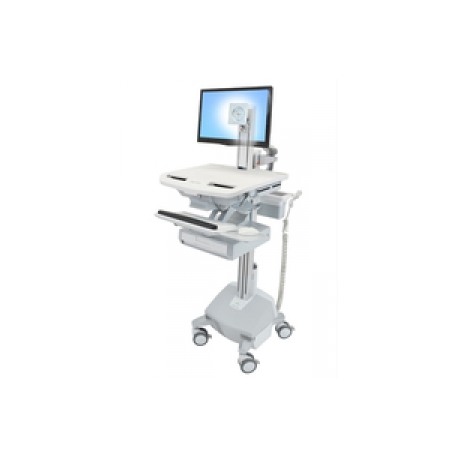 Ergotron StyleView - Cart - for LCD display  /  PC equipment - medical - aluminium, zinc-plated steel, high-grade plastic - grey, white, polished aluminium - screen size: up to 22" - output: AC 230 V - 40 Ah - lithium - TAA Compliant - 0