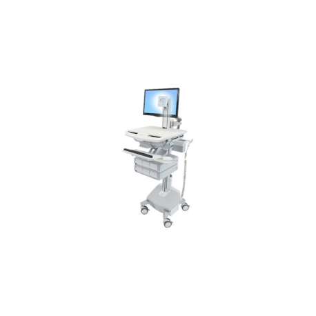 Ergotron StyleView - Cart - for LCD display / PC equipment (open architecture) - medical - plastic, aluminium, zinc-plated steel - grey, white, polished aluminium - screen size: up to 24" - output: AC 230 V - 40 Ah - lithium - TAA Compliant - 0