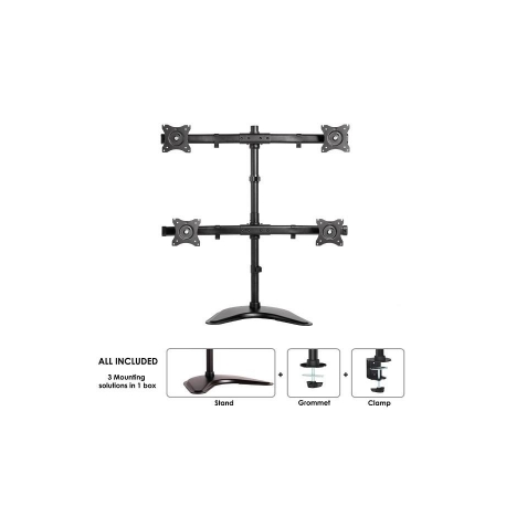 Neomounts by Newstar Select NM-D335D4 - Stand - for 4 LCD displays (full-motion) - black - screen size: 10"-27" - desktop stand, clamp mountable, grommet, desk-mountable - 0