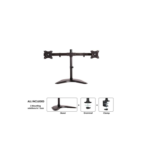 Neomounts by Newstar Select NM-D335D - Stand - for 2 LCD displays (full-motion) - black - screen size: 10"-27" - desktop stand, clamp mountable, grommet, desk-mountable - 0
