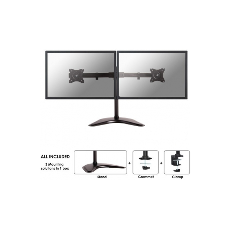 Neomounts by Newstar Select NM-D335D - Stand - for 2 LCD displays (full-motion) - black - screen size: 10"-27" - desktop stand, clamp mountable, grommet, desk-mountable - 3