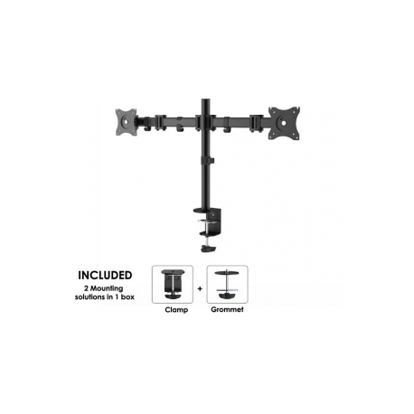 Neomounts by Newstar Select NM-D135D - Mounting kit - for 2 LCD displays (full-motion) - black - screen size: 10"-27" - clamp mountable, grommet, desk-mountable - 4