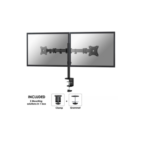 Neomounts by Newstar Select NM-D135D - Mounting kit - for 2 LCD displays (full-motion) - black - screen size: 10"-27" - clamp mountable, grommet, desk-mountable - 12