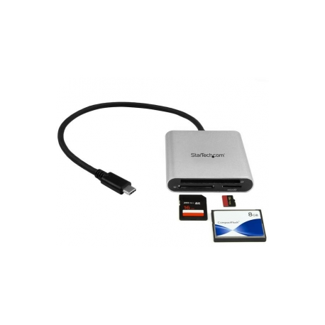 StarTech.com USB 3.0 Flash Memory Multi-Card Reader / Writer with USB-C - SD microSD and CompactFlash Card Reader w / Integrated USB-C Cable (FCREADU3C) - Card reader (CF I, CF II, MMC, SD, microSD, SDHC, microSDHC, SDXC, microSDXC) - USB 3.0 - 0