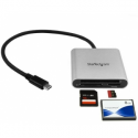 StarTech.com USB 3.0 Flash Memory Multi-Card Reader / Writer with USB-C - SD microSD and CompactFlash Card Reader w /  Integrated USB-C Cable (FCREADU3C) - Card reader (CF I, CF II, MMC, SD, microSD, SDHC, microSDHC, SDXC, microSDXC) - USB 3.0