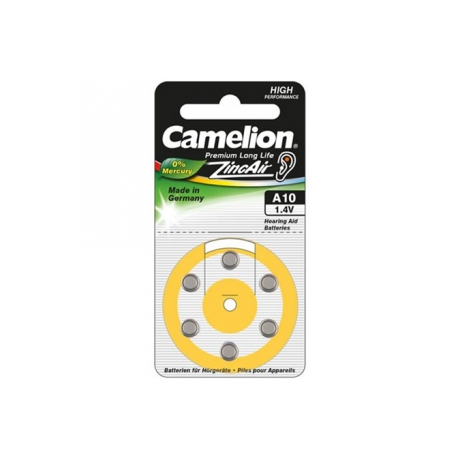 Camelion Zinc Air Celles 1.4V A10/ZL10, 6-pack, "no mercury" - 0