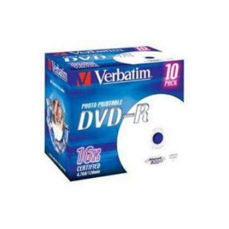 Verbatim - 10 x DVD-R - 4.7 GB 16x - wide photo printable surface - jewel case - 0