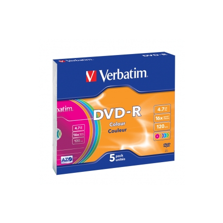 Verbatim Colours - 5 x DVD-R - 4.7 GB 16x - 7