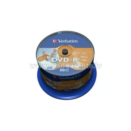Verbatim - 50 x DVD-R - 4.7 GB 16x - wide photo printable surface - spindle - 0