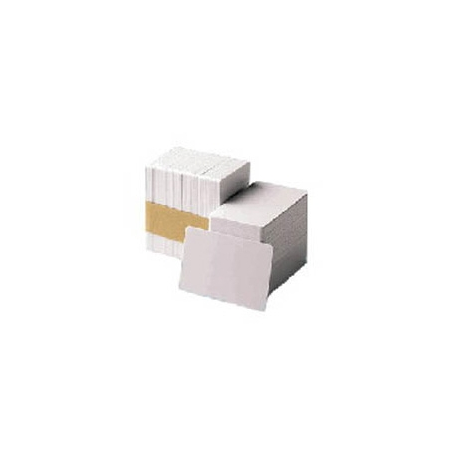 Zebra Premier Plus - Polyvinyl chloride (PVC) - 30 mil - white - CR-80 Card (85.6 x 54 mm) 100 card(s) High Coercivity Magnetic Stripe composite card (pack of 5) - for P 310, 420, 520; Zebra P100, P110, P120, P330, P430, P520, P630, P640; ZXP Series 8 - 0