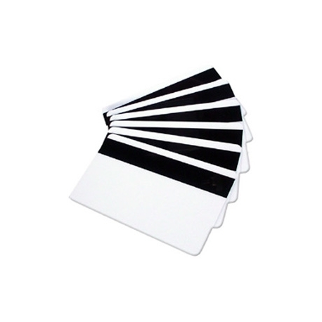 Zebra Premier Plus - Polyvinyl chloride (PVC) - 30 mil - white - CR-80 Card (85.6 x 54 mm) 100 card(s) High Coercivity Magnetic Stripe composite card (pack of 5) - for P 310, 420, 520; Zebra P100, P110, P120, P330, P430, P520, P630, P640; ZXP Series 8 - 1