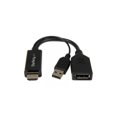 StarTech.com 4K 30Hz HDMI to DisplayPort Video Adapter w / USB Power - 6 in - HDMI 1.4 (Male) to DP 1.2 (Female) Active Monitor Converter (HD2DP) - Adapter cable - HDMI, USB (power only) male to DisplayPort female - 25.5 cm - black - active, 4K30Hz (3840 x 2160) support - for P / N: SV211HDUC, SV221HUC4K - 0