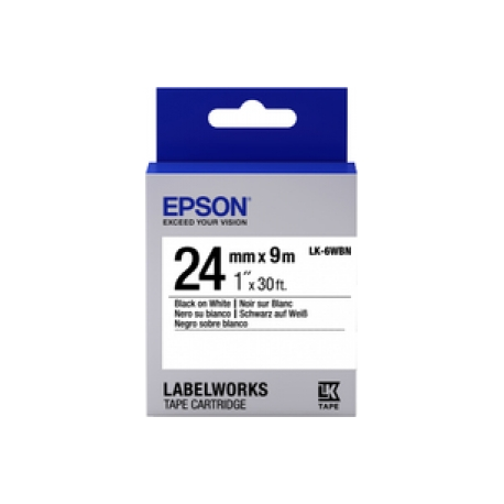 Epson LabelWorks LK-6WBN - Black on white - Roll (2.4 cm x 9 m) 1 cassette(s) label tape - for LabelWorks LW-1000, LW-600, LW-700, LW-900, LW-Z5000, LW-Z5010, LW-Z700, LW-Z710, LW-Z900 - 0