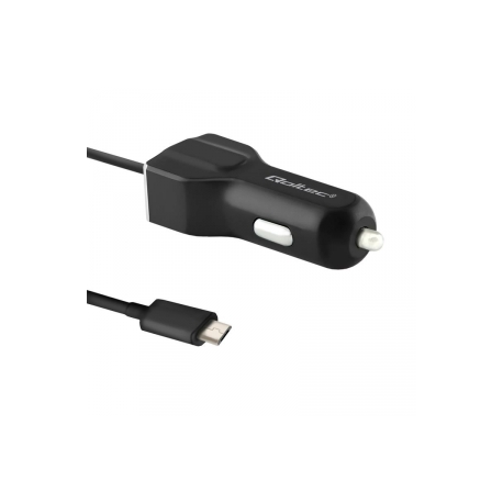Qoltec - Car power adapter - 17 Watt - 3.4 A - 2 output connectors (USB, Micro-USB Type B) - black - 0