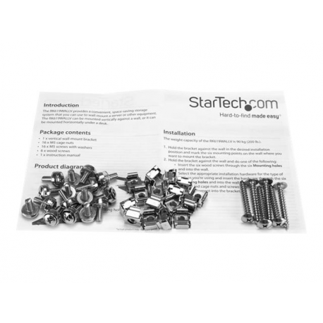 StarTech.com 6U Wall Mount Patch Panel Bracket - 19 in - Steel - Vertical Mounting Bracket for Networking and Data Equipment (RK619WALLV) - Wall mount bracket - black - 6U - 19" - 3