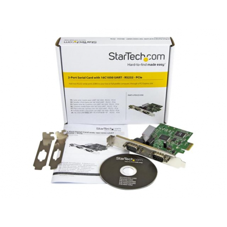 StarTech.com 2-Port PCI Express Serial Card with 16C1050 UART - RS232 Low Profile Serial Card - PCI Serial Card (PEX2S1050) - Serial adapter - PCIe low profile - RS-232 x 2 - 4