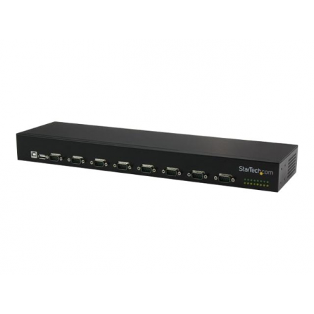 StarTech.com USB to Serial Hub - 8 Port - COM Port Retention - Rack Mount and Daisy Chainable - FTDI USB to RS232 Hub (ICUSB23208FD) - Serial adapter - USB 2.0 - RS-232 x 8 - black - 6