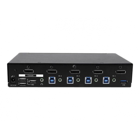 StarTech.com 4 Port DisplayPort KVM Switch - DP KVM Switch with Audio and Built-in USB 3.0 Hub for Peripherals - 4K 30Hz (SV431DPU3A2) - KVM / USB switch - 4 x KVM / audio / USB + 3 x SuperSpeed USB - 1 local user - rack-mountable - AC 120 / 230 V / DC 9 - 12 V - for P / N: SV431RACK - 1