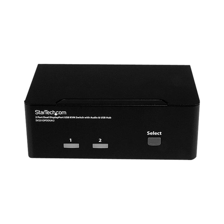 StarTech.com 2-Port DisplayPort KVM Switch - Dual-Monitor - 4K 60 - with Audio & USB Peripheral Support - DP 1.2 - USB Hub (SV231DPDDUA2) - KVM  /  audio  /  USB switch - 2 x KVM  /  audio  /  USB - 1 local user - desktop - AC 120 / 230 V  /  DC 12 V - for P / N: SVA12M2NEUA, SVA12M5NA - 3