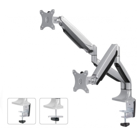 Neomounts by Newstar Select NM-D750D - Mounting kit - for 2 LCD displays (full-motion) - silver - screen size: 10"-32" - clamp mountable, grommet, desk-mountable - 2