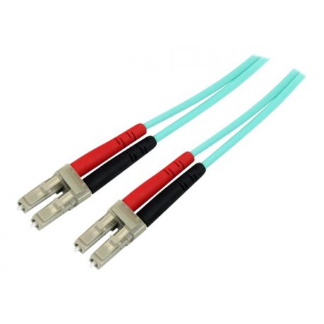 StarTech.com Aqua OM4 Duplex Multimode Fiber - 2m / 6 ft - 100 Gb - 50 / 125 - OM4 Fiber - LC to LC Fiber Patch Cable (450FBLCLC2) - Network cable - LC multi-mode (M) to LC multi-mode (M) - 2 m - fibre optic - duplex - 50 / 125 micron - OM4 - aqua - 2