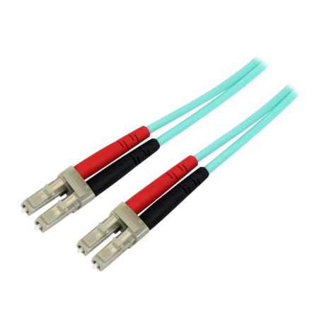 StarTech.com Aqua OM4 Duplex Multimode Fiber - 16 ft / 5m - 100 Gb - 50 / 125 - OM4 Fiber - LC to LC Fiber Patch Cable (450FBLCLC5) - Network cable - LC multi-mode (M) to LC multi-mode (M) - 5 m - fibre optic - duplex - 50 / 125 micron - OM4 - aqua - 2