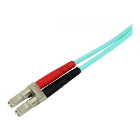 StarTech.com Aqua OM4 Duplex Multimode Fiber - 16 ft / 5m - 100 Gb - 50 / 125 - OM4 Fiber - LC to LC Fiber Patch Cable (450FBLCLC5) - Network cable - LC multi-mode (M) to LC multi-mode (M) - 5 m - fibre optic - duplex - 50 / 125 micron - OM4 - aqua - 3