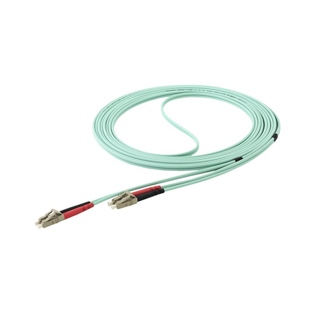 StarTech.com Aqua OM4 Duplex Multimode Fiber - 16 ft / 5m - 100 Gb - 50 / 125 - OM4 Fiber - LC to LC Fiber Patch Cable (450FBLCLC5) - Network cable - LC multi-mode (M) to LC multi-mode (M) - 5 m - fibre optic - duplex - 50 / 125 micron - OM4 - aqua - 4