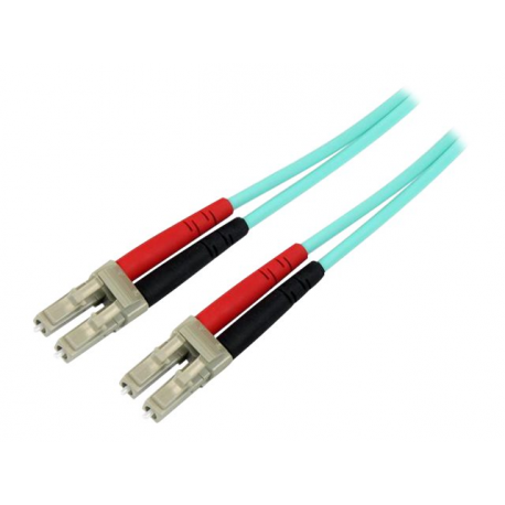 StarTech.com Aqua OM4 Duplex Multimode Fiber - 1m / 3 ft - 100 Gb - 50 / 125 - OM4 Fiber - LC to LC Fiber Patch Cable (450FBLCLC1) - Network cable - LC multi-mode (M) to LC multi-mode (M) - 1 m - fibre optic - duplex - 50 / 125 micron - OM4 - aqua - 4