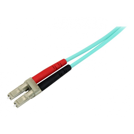 StarTech.com Aqua OM4 Duplex Multimode Fiber - 1m / 3 ft - 100 Gb - 50 / 125 - OM4 Fiber - LC to LC Fiber Patch Cable (450FBLCLC1) - Network cable - LC multi-mode (M) to LC multi-mode (M) - 1 m - fibre optic - duplex - 50 / 125 micron - OM4 - aqua - 5
