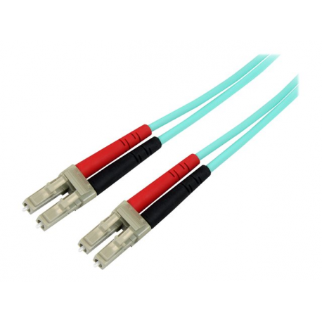 StarTech.com Aqua OM4 Duplex Multimode Fiber - 1m / 3 ft - 100 Gb - 50 / 125 - OM4 Fiber - LC to LC Fiber Patch Cable (450FBLCLC1) - Network cable - LC multi-mode (M) to LC multi-mode (M) - 1 m - fibre optic - duplex - 50 / 125 micron - OM4 - aqua - 6