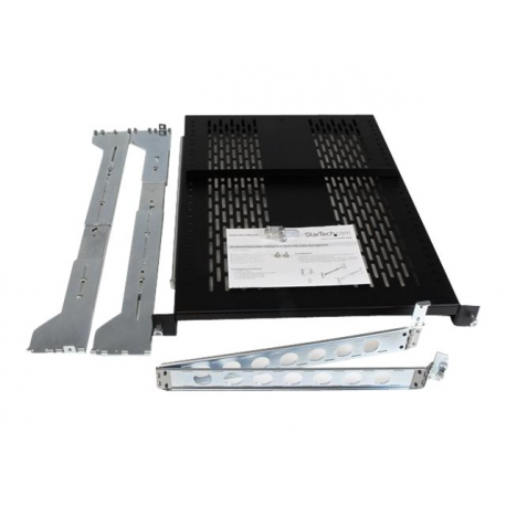StarTech.com 2U Vented Sliding Server Rack Shelf w / Cable Management Arm - 27.7 to 31.6in Adjustable Mounting Depth - 50lb - 24in Deep - Rack shelf - black - 2U - 19" - for P / N: RK1233BKM, RK2433BKM, RK2537BKM, RK3236BKF, RK4236BKB, RK4242BK24, RK4242BK30 - 3
