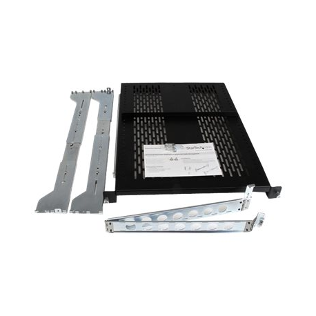 StarTech.com 2U Vented Sliding Server Rack Shelf w / Cable Management Arm - 27.7 to 31.6in Adjustable Mounting Depth - 125lb - 24in Deep - Rack shelf - black - 2U - for P / N: RK1233BKM, RK2433BKM, RK2537BKM, RK3236BKF, RK4236BKB, RK4242BK24, RK4242BK30 - 2