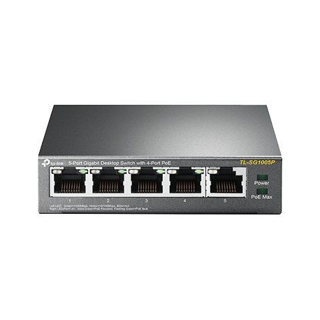 TP-LINK TL-SG1005P - Switch - unmanaged - 4 x 10 / 100 / 1000 (PoE) + 1 x 10 / 100 / 1000 - desktop - PoE (56 W) - 0