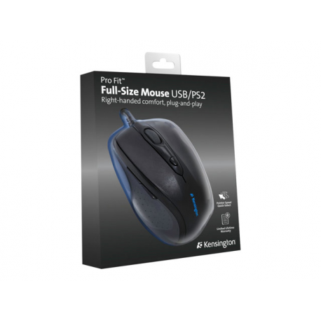 Kensington Pro Fit Full-Size - Mouse - right-handed - optical - 5 buttons - wired - USB - black - 2