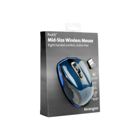 Kensington Pro Fit Mid-Size - Mouse - right-handed - optical - wireless - 2.4 GHz - USB wireless receiver - sapphire blue - 7