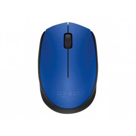 Logitech M171 - Mouse - right and left-handed - wireless - 2.4 GHz - USB wireless receiver - black, blue - 4