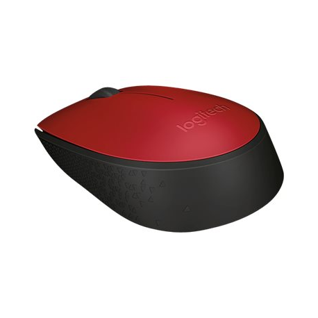 Logitech M171 - Mouse - wireless - 2.4 GHz - USB wireless receiver - black, red - 2