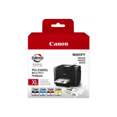 Canon PGI-2500XL C / M / Y / BK - 4-pack - black, yellow, cyan, magenta - original - ink tank - for MAXIFY iB4050, iB4150, MB5050, MB5150, MB5155, MB5350, MB5450, MB5455 - 1