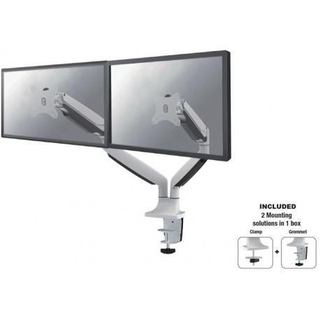 Neomounts by Newstar Select NM-D750D - Mounting kit - for 2 LCD displays (full-motion) - white - screen size: 10"-32" - clamp mountable, grommet, desk-mountable - 5