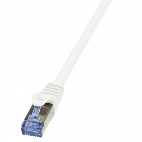 LogiLink PrimeLine - Patch cable - RJ-45 (M) to RJ-45 (M) - 25 cm - SFTP, PiMF - CAT 6a - halogen-free, molded, snagless - white - 0